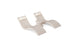 The Ledge Lounger Signature Chaise Headrest Pillow and Side Table In-Pool Set features two modern beige loungers with white pillow headrests, joined by a round side table—ideal for relaxing poolside or creating an outdoor oasis. Plain white background.