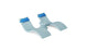 The Ledge Lounger Signature Chaise Headrest Pillow and Side Table In-Pool Set features light blue double loungers with curved seats, headrest pillows, and a center side table—ideal for upgrading your pool ledge. Shown on a white background.