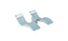 The Ledge Lounger Signature Chaise Headrest Pillow and Side Table In-Pool Set features a light blue double lounger with curved seats, plush white headrest pillows, and a round center table—ideal pool ledge furniture for your outdoor oasis, shown on a plain white background.