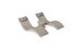 The Ledge Lounger Signature Chaise Headrest Pillow and Side Table In-Pool Set features two beige modern chaise loungers with gray headrests, joined by a round table, offering the ideal poolside seating against a white background.
