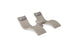 The Ledge Lounger Signature Chaise Headrest Pillow and Side Table In-Pool Set features two beige modern chaise loungers with gray headrests, joined by a round table, offering the ideal poolside seating against a white background.