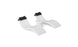 The Ledge Lounger Signature Chaise Headrest Pillow and Side Table In-Pool Set features two modern white loungers with black headrests and a round center table—perfect for relaxing in style by the pool and elevating your outdoor space.