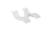 The Ledge Lounger Signature Chaise Headrest Pillow and Side Table In-Pool Set features two modern white loungers joined by a central round table, offering the perfect poolside relaxation against a plain white background.