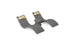 The Ledge Lounger Signature Chaise Headrest Pillow and Side Table In-Pool Set features two gray curved seats with beige headrests and a small round table—ideal for relaxing on your pool ledge against a crisp white background.