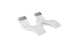 The Ledge Lounger Signature Chaise Headrest Pillow and Side Table In-Pool Set features two modern white chaises with light gray headrests and a round table, offering sleek poolside comfort and transforming any plain white space into a stylish retreat.