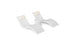 The Ledge Lounger Signature Chaise Headrest Pillow and Side Table In-Pool Set offers two modern white loungers with cream headrest pillows, connected by a round table—perfect for poolside relaxation against a sleek white backdrop.