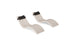The Ledge Lounger Signature Chaise and Headrest Pillow In-Pool Set features two modern beige chaises with black headrest pillows, side by side on a white background—ideal as stylish outdoor patio furniture.