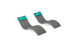 The Ledge Lounger Signature Chaise and Headrest Pillow In-Pool Set features two modern, curved gray loungers with teal pillows, side by side on a white background—ideal for creating a perfect outdoor escape.