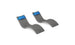 The Ledge Lounger Signature Chaise and Headrest Pillow In-Pool Set includes two gray, wave-shaped chaise lounges with blue headrest pillows, side by side on a white background—ideal for your outdoor escape.