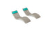 The Ledge Lounger Signature Chaise and Headrest Pillow In-Pool Set features two modern gray chaise lounges with turquoise headrest pillows, side by side on a white background—ideal for your outdoor retreat.
