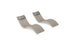 The Ledge Lounger Signature Chaise and Headrest Pillow In-Pool Set features two modern beige S-shaped loungers with gray headrests, placed side by side on a white background for the ideal outdoor escape.