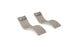 The Ledge Lounger Signature Chaise and Headrest Pillow In-Pool Set features two modern beige S-shaped loungers with gray headrests, placed side by side on a white background for the ideal outdoor escape.