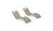Two modern, curved beige Ledge Lounger Signature Chaise and Headrest Pillow In-Pool Sets are displayed on a white background, each featuring an attached yellow pillow.