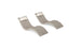 The Ledge Lounger Signature Chaise and Headrest Pillow In-Pool Set features two modern, curved lounge chairs in light grey with attached white headrests, shown on a white background for a sleek, minimalist outdoor look.