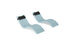 The Signature Chaise and Headrest Pillow In-Pool Set by Ledge Lounger features two modern, light blue wave-shaped loungers with black pillows, creating an ideal outdoor escape, displayed on a white background.