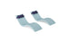 The Ledge Lounger Signature Chaise and Headrest Pillow In-Pool Set features two modern light blue chaise lounge chairs with dark blue headrest pillows, side by side on a white background—ideal for your outdoor oasis.