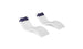 The Ledge Lounger Signature Chaise and Headrest Pillow In-Pool Set features two sleek white lounges with dark blue headrest pillows, placed side by side on a white background for modern outdoor comfort and style.