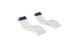 The Ledge Lounger Signature Chaise and Headrest Pillow In-Pool Set features two modern white chaises with curved designs and detachable dark blue pillows—ideal for crafting your perfect outdoor escape.