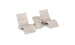 Ledge Loungers Relaxation In-Pool Chair & Ice Bin Bundle features three minimalist beige pieces: two ergonomic curved chairs and an hourglass table. Their smooth, modern design makes them perfect poolside essentials for a chic outdoor retreat.