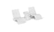 A Relaxation In-Pool Chair & Ice Bin Bundle by Ledge Lounger, featuring two modern white lowback chairs, is arranged around a white cylindrical side table for an ergonomic and minimalist seating setup.