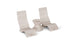 Three Ledge Lounger minimalist beige plastic monitor stands and one matching phone holder with an ergonomic, curved design are set against a white background.