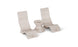 Three Ledge Lounger minimalist beige plastic monitor stands and one matching phone holder with an ergonomic, curved design are set against a white background.