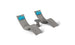 The Ledge Lounger Resort Luxury Outdoor Paradise In-Pool Furniture Bundle includes two modern gray lounge chairs with blue headrests and a small round side table, creating an inviting setup ideal for poolside relaxation or unwinding near the water at home.