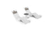 Two modern white chaise lounges with gray headrest cushions are symmetrically placed beside a small round table, ideal for poolside relaxation. The clean, minimalist design of the Resort Luxury Outdoor Paradise In-Pool Furniture Bundle by Ledge Lounger stands out against a plain white background.
