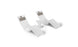 The Resort Luxury Outdoor Paradise In-Pool Furniture Bundle by Ledge Lounger features two sleek white chaise loungers with gray headrests and a small round white table, ideal for poolside relaxation.