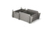 The Ledge Lounger Signature Lowback Chair Riser is a gray modular storage box with three compartments and detachable panels. It features side slots for ventilation, an interlocking system for stacking, and is perfect for outdoor use or by pool seats, set against a plain white background.