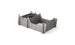 A gray, rectangular Signature Chair Riser by Ledge Lounger with vertical slits and pointed corner supports sits on a white background, ideal for organizing essentials during outdoor activities.