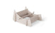 A beige cardboard laptop stand on a white background, the Signature Chaise Riser by Ledge Lounger, features a slotted design and raised support edges for securely holding your device, offering an elevated experience akin to a day by the pool.