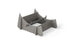The Signature Chaise Riser by Ledge Lounger is a gray, rectangular plastic holder with divided sections and angled sides, ideal for organizing or stacking. It’s perfect for an outdoor day with vertical slots designed for ventilation or drainage.