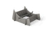 The Signature Chaise Riser by Ledge Lounger is a gray, rectangular plastic holder with divided sections and angled sides, ideal for organizing or stacking. It’s perfect for an outdoor day with vertical slots designed for ventilation or drainage.