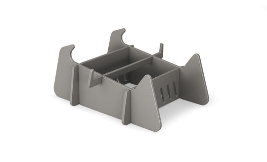 The Ledge Lounger Signature Chaise Deep Riser is a gray, rectangular plastic accessory with open sides, vertical slots, and raised corner supports—ideal for outdoor or in-pool seat use.