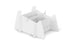 A white, minimalist, flat-pack organizer by Ledge Lounger with two compartments and rounded panels assembles from interlocking pieces—perfect for storing essentials on your Signature Chaise Deep Riser during outdoor days.