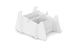A white, minimalist, flat-pack organizer by Ledge Lounger with two compartments and rounded panels assembles from interlocking pieces—perfect for storing essentials on your Signature Chaise Deep Riser during outdoor days.