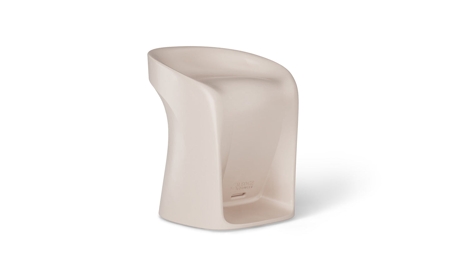 Meet the Signature Barstool Counter Height by Ledge Lounger: a modern beige stool ideal for your poolside. With its smooth curved design, recessed footrest, glossy light-reflecting surface, and seamless high backrest flowing into the seat, it embodies a minimalist outdoor barstool aesthetic.