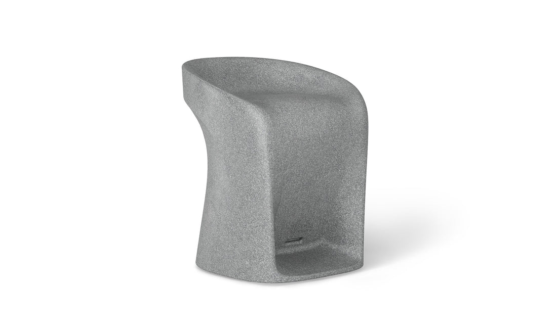 Discover the Ledge Lounger Signature Barstool Counter Height: a sleek gray bar stool with a high backrest and curved design. Featuring a solid base and footrest indentation, it offers smooth textures for trendsetters, ideal for indoor and pool bars.
