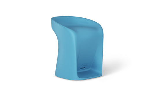 The Ledge Lounger Signature Barstool Counter Height is a sleek, modern blue stool featuring a smooth, curved design and unique hollow base. Its artistic and functional sculptural form suits contemporary interiors or stylish outdoor bars.