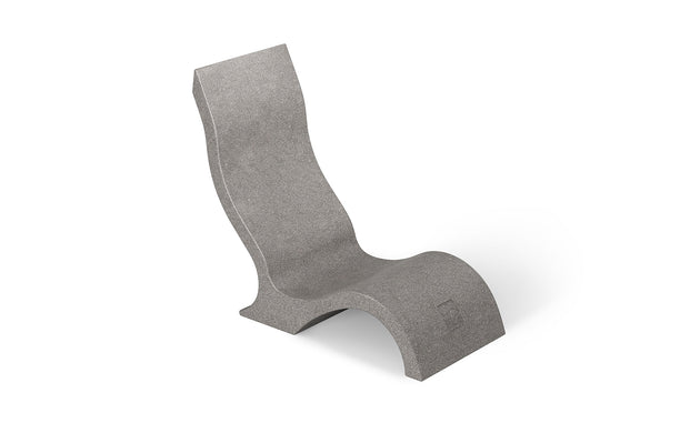 The Signature Chair by Ledge Lounger is a modern gray chair with a curved, wave-like design, making it perfect for in-pool lounging. Its high backrest merges seamlessly into an elevated seat for a smooth look, while its textured material adds sophistication to any outdoor space or tanning ledge.