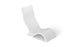 The Signature Chair by Ledge Lounger is a modern, sleek, white chaise lounge with a curved design. Ideal for your outdoor space or as an in-pool lounger, it features a high backrest and gently slopes forward. Set against a plain white background.