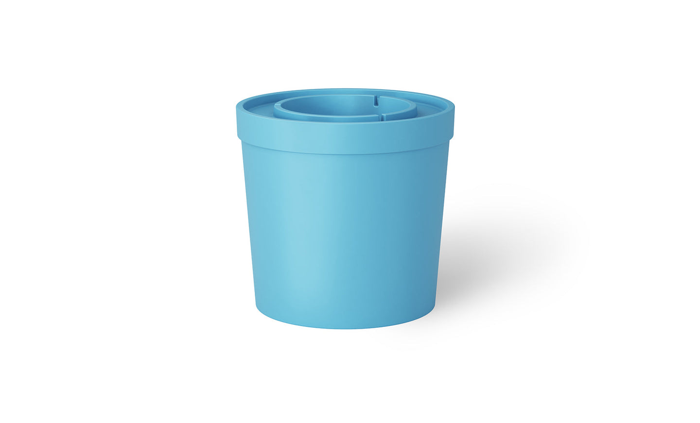 The Signature Ice Basin by Ledge Lounger is a light blue cylindrical container with a rounded lid on a plain white background. The elegant design resembles an ice basin, and the lid has a groove indicating it is removable for easy access.