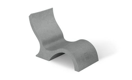 Introducing Ledge Loungers Signature Lowback Chair, a modern gray masterpiece with its smooth, curved design. Perfect for your outdoor oasis, it mimics a single piece of material featuring a low backrest with a flowing wave-like form, ideal for poolside lounging.