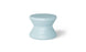 The BLEEGE light blue hourglass stool, with a wider top and bottom, offers sun shelf comfort. Its sleek surface makes it ideal for in-pool use, seamlessly blending style and functionality reminiscent of a Ledge Lounger Signature Standard Side Table.