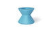 The Signature Tall Ice Bin Side Table by Ledge Lounger features a glossy blue, hourglass design with smooth surfaces on a white background. It serves as both a chic stool and stylish side table, ideal for modern spaces.