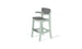 The Ledge Lounger Haven Hightop Chair features a mint green wooden frame with a gray seat and backrest. Designed for ergonomic comfort, it has a footrest and curved armrests in its modern style, suitable for any setting with all-weather durability against a crisp white backdrop.