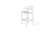 The Haven Hightop Chair by Ledge Lounger is a modern white bar stool featuring a curved backrest and footrest, with sleek lines and a minimalist design for ergonomic comfort. Its smooth finish complements any setting, perfect for indoor elegance and all-weather functionality.