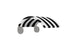 An artistic render of the Signature Chair Shade sunglasses by Ledge Lounger, showcasing black and white striped frames and temples on a pristine white background.