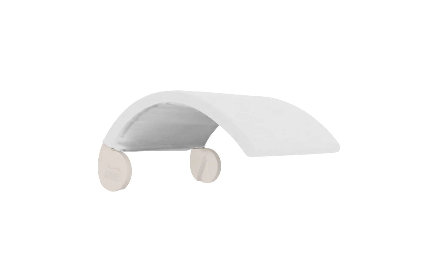 The Signature Chair Shade by Ledge Lounger brings sleek, contemporary design with its minimalist, modern white desk featuring a gently curved top and cylindrical legs—ideal for creating a serene workspace reminiscent of an in-pool tanning ledge.